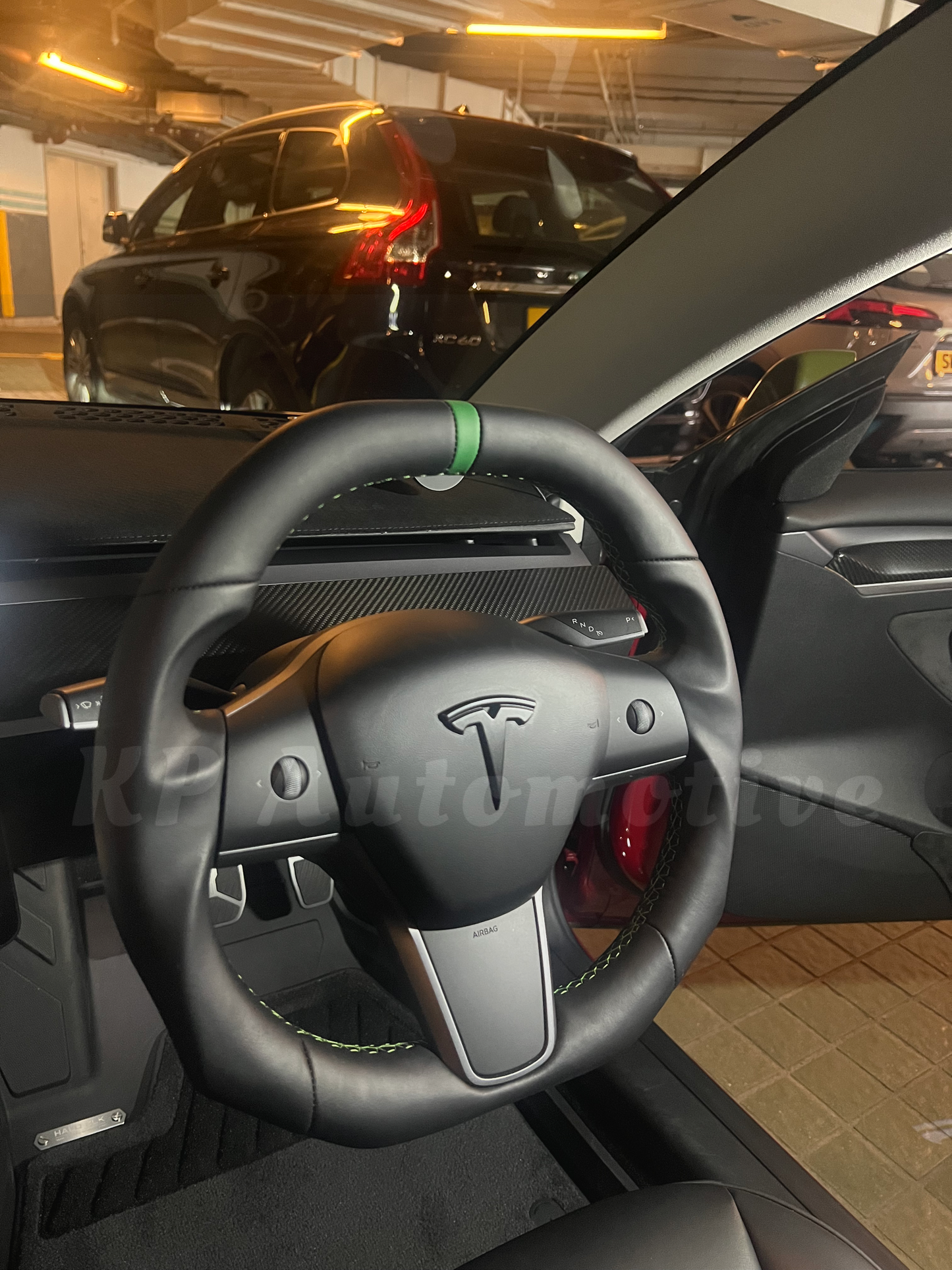 Model Y Flat Top and Bottom Nappa Leather Steering Wheel - Steering Wheel Only