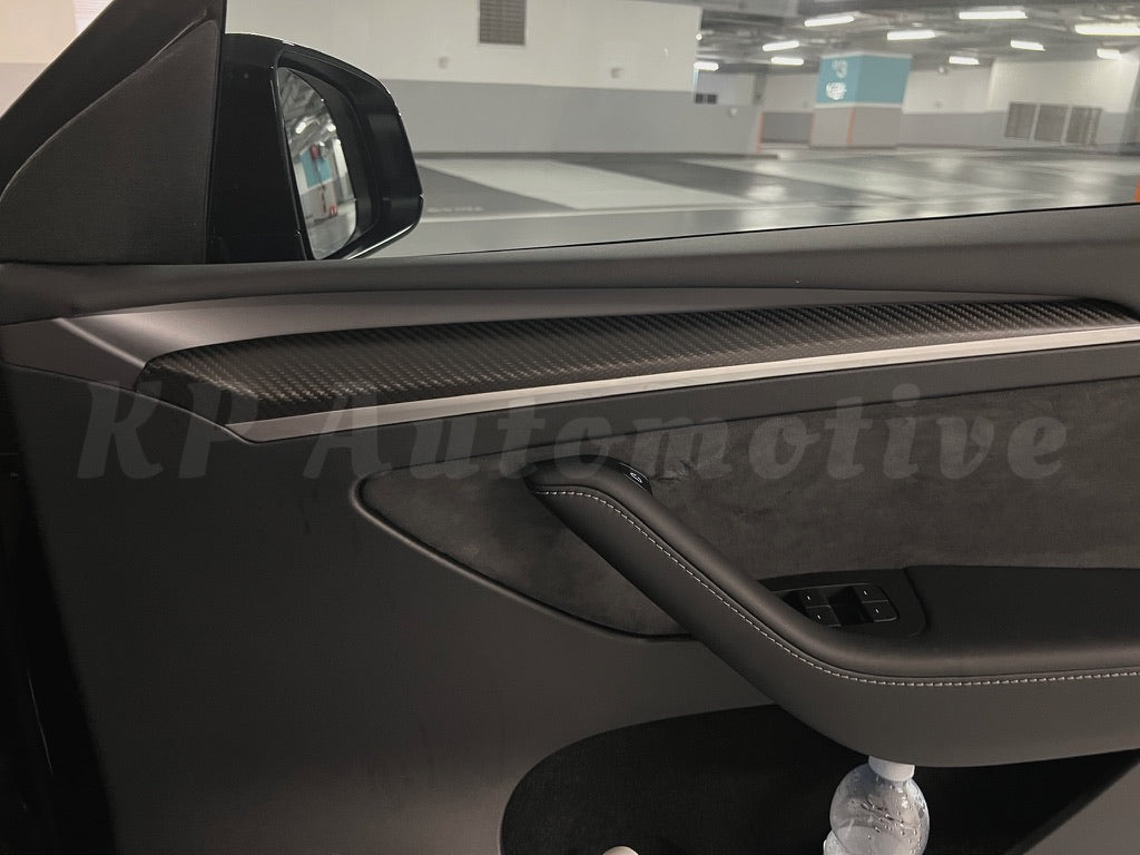 Model 3/Y Dry Carbon Fiber Dashboard and Front Door Trim Panel Covers (Matte Carbon Fiber)