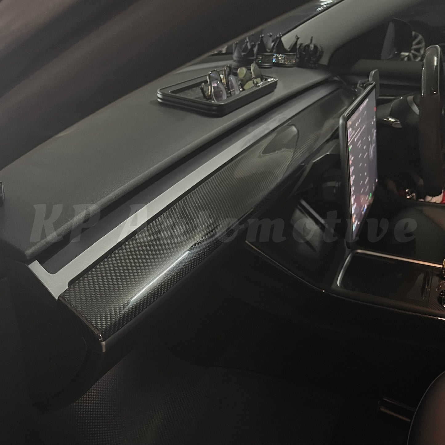 Model 3/Y Dry Carbon Fiber Dashboard and Front Door Trim Panel Covers (Gloss Carbon Fiber)