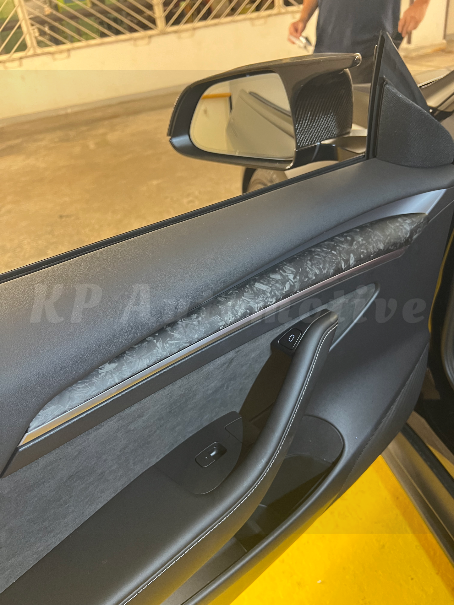 Model 3/Y Matte Forged Carbon Fiber Dashboard and Front Door Trim Panel Replacement Kit