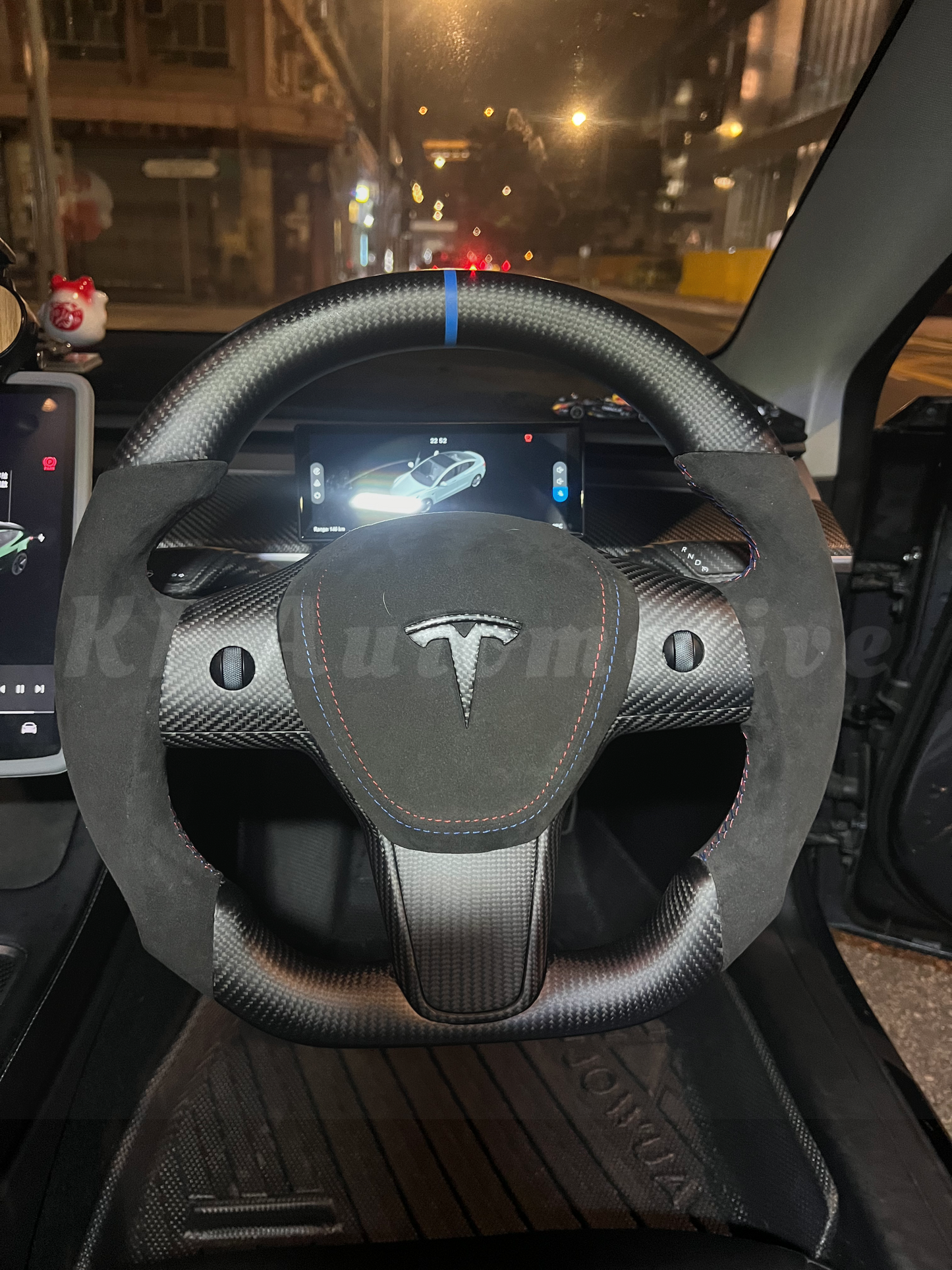 Model 3 Matte Carbon Fiber Steering Wheel (Alcantara) - Full Set