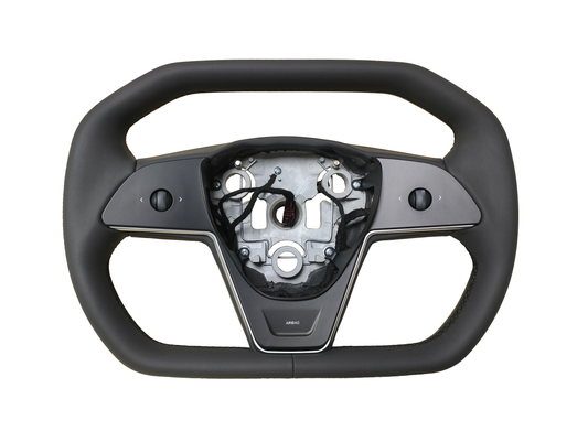 Model 3 Cybertruck Style Steering Wheel - (Black Leather)