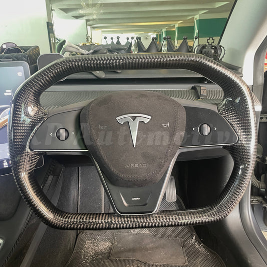 Model 3 Gloss Carbon Cybertruck Style Steering Wheel