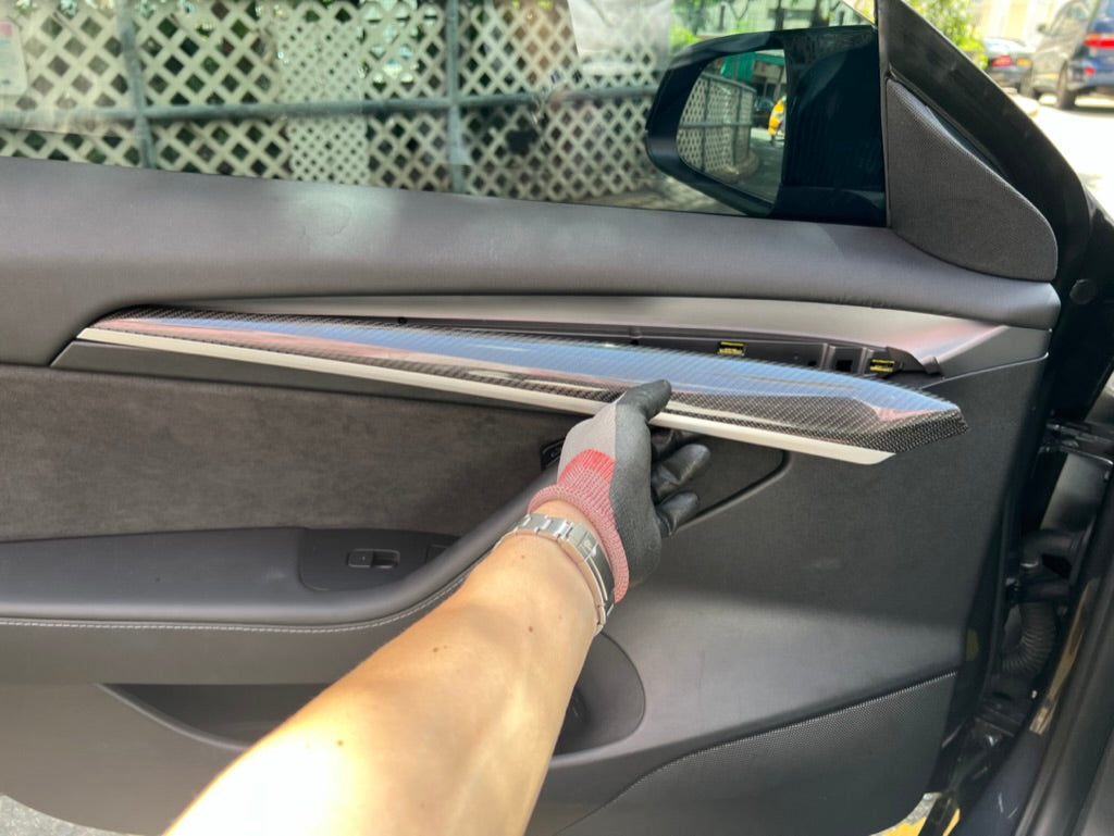 Model 3/Y Gloss Carbon Fiber Dashboard and Front Door Trim Panel Replacement Kit
