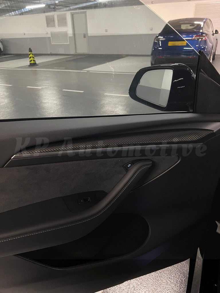 Model 3/Y Dry Carbon Fiber Dashboard and Front Door Trim Panel Covers (Matte Carbon Fiber)
