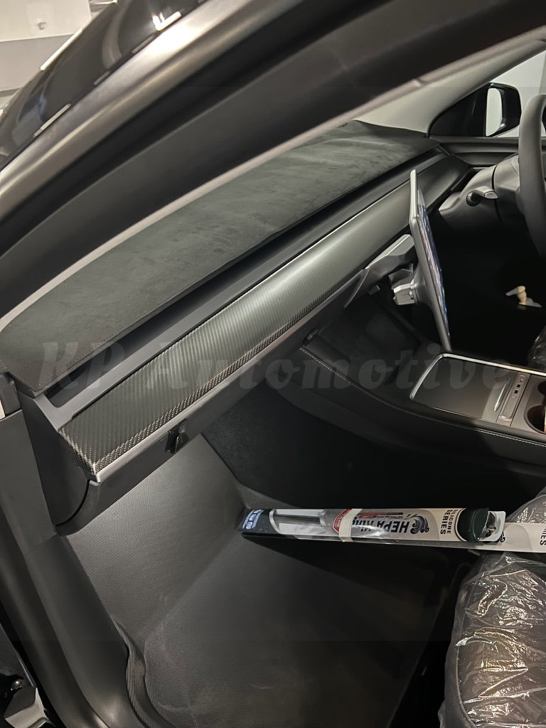Model 3/Y Dry Carbon Fiber Dashboard and Front Door Trim Panel Covers (Matte Carbon Fiber)