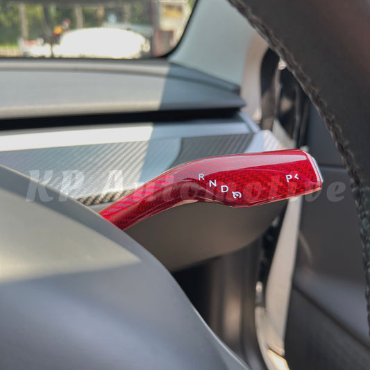 Model 3/Y Carbon Fiber Turn Signal Stalk Cover (Carbon Gloss Red)